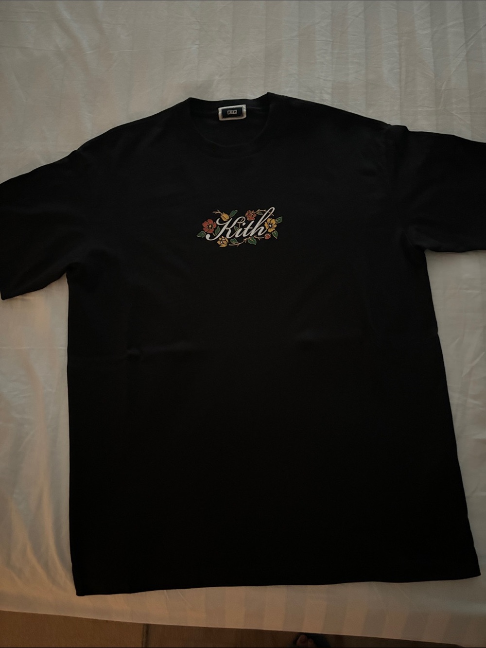 Kith Black Tee with Floral Script Logo